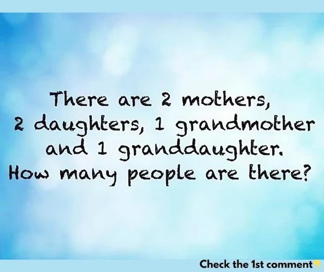 A mind-bending riddle: Can you solve the mystery of the two mothers, two daughters, one grandmother, and one granddaughter?