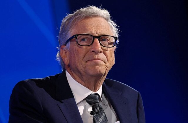 Bill Gates at a global forum, prior to the public disclosure of his private indiscretions.